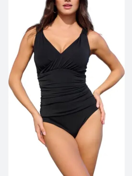 Boden Other - Boden Talamanca Black Swimsuit Ruched Waist Size 12L